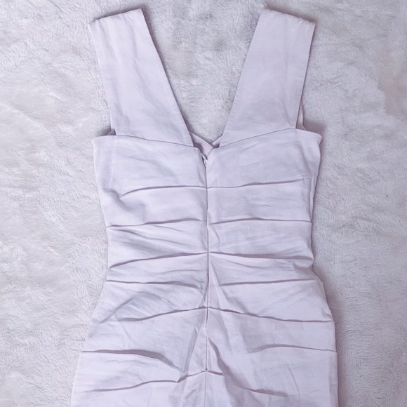 Nicole Miller Ruched White Linen Mini Dress - Picture 4 of 7